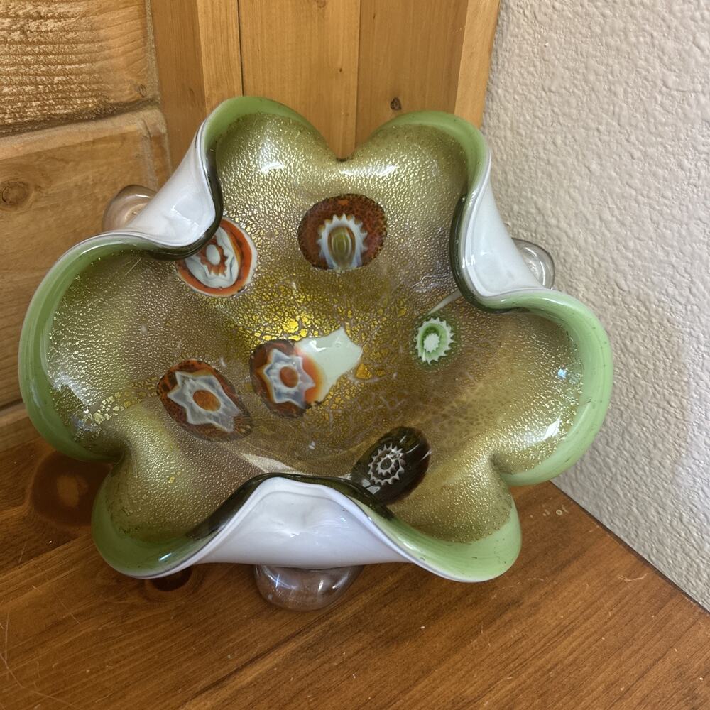 VTG Murano Glass Dino Martens Avem Tutti Frutti Millefiori‎ 1960’s MCM Bowl 9”